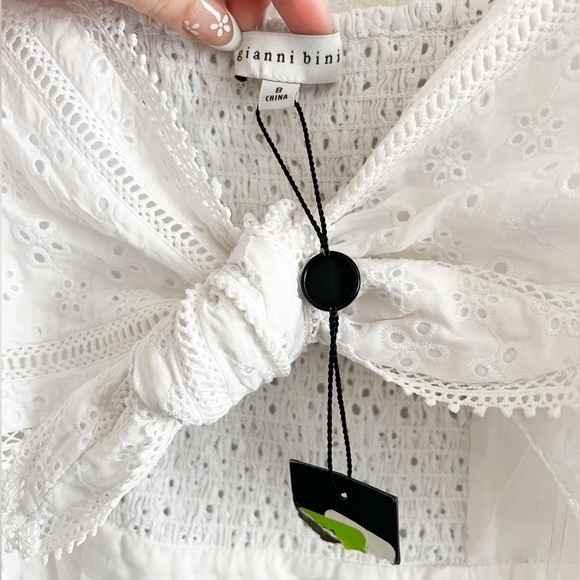 Gianni Bini White Tie Front Eyelet Dress - Picture 2 of 11